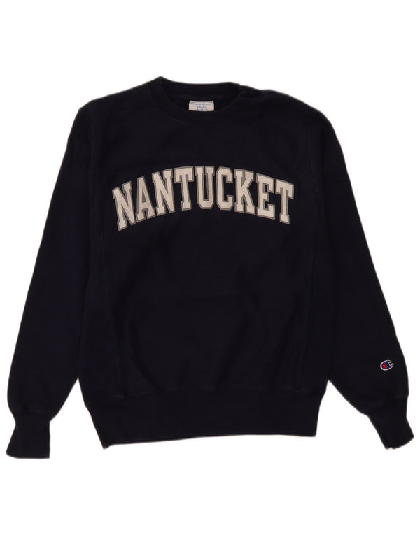 Champion Mens Nantucket Graphic Sweatshirt Jumper Small Navy Blue Cotton