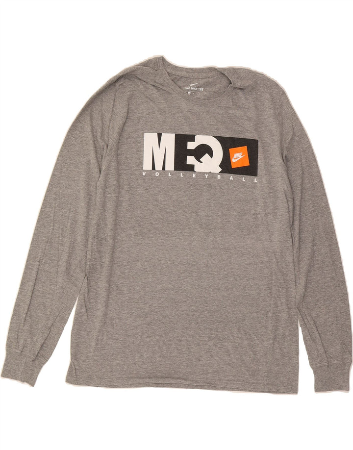 NIKE Mens Athletic Cut Graphic Top Long Sleeve Large Grey Vintage Nike and Second-Hand Nike from Messina Hembry 