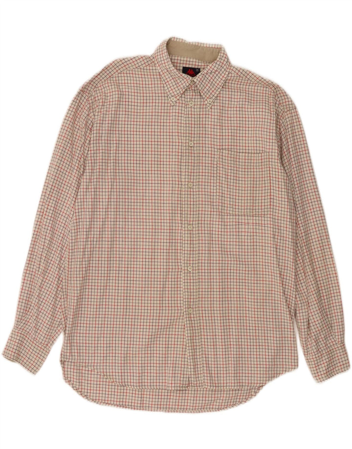 KAPPA Mens Flannel Shirt Medium White Check Cotton Vintage Kappa and Second-Hand Kappa from Messina Hembry 