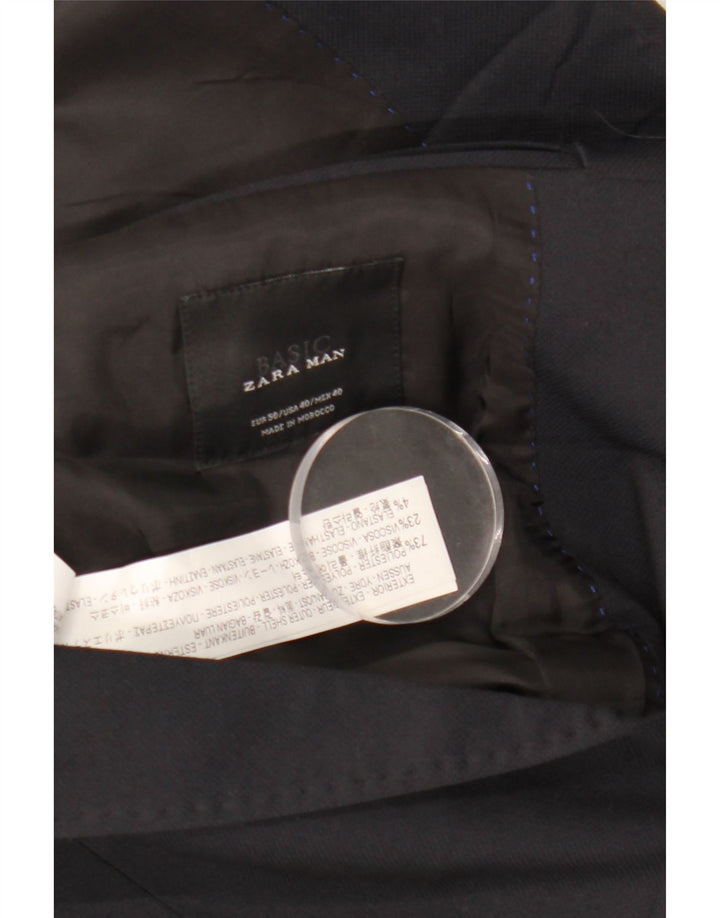 Zara Ανδρικό μπλέιζερ με 2 κουμπιά μπουφάν EU 50 Medium Navy Blue Polyester