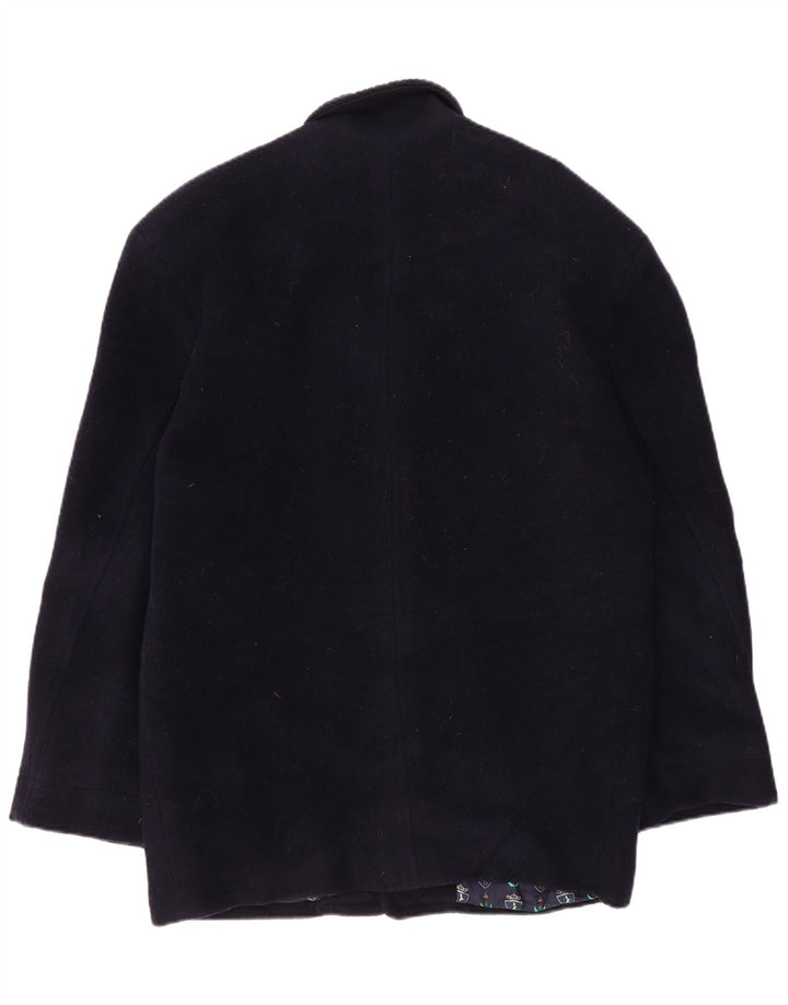 Vintage Ανδρικό Πανωφόρι UK 36 Small Navy Blue Virgin Wool