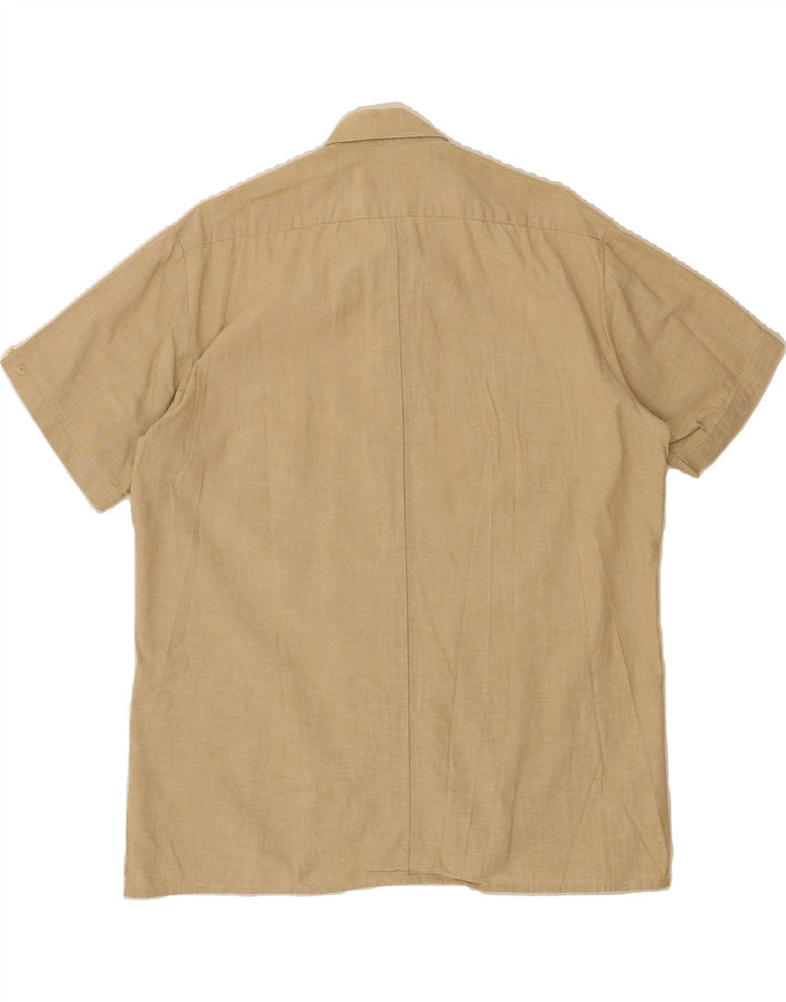 NEW FAST Mens Short Sleeve Shirt Large Beige Cotton Vintage New Fast and Second-Hand New Fast from Messina Hembry 