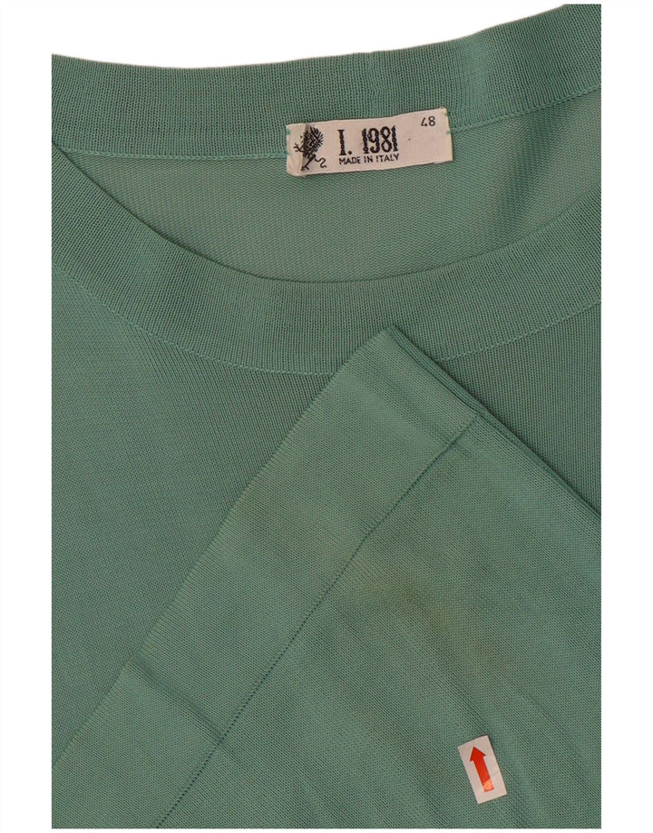 Vintage Ανδρικό T-Shirt Top IT 48 Μεσαία Πράσινη Βισκόζη