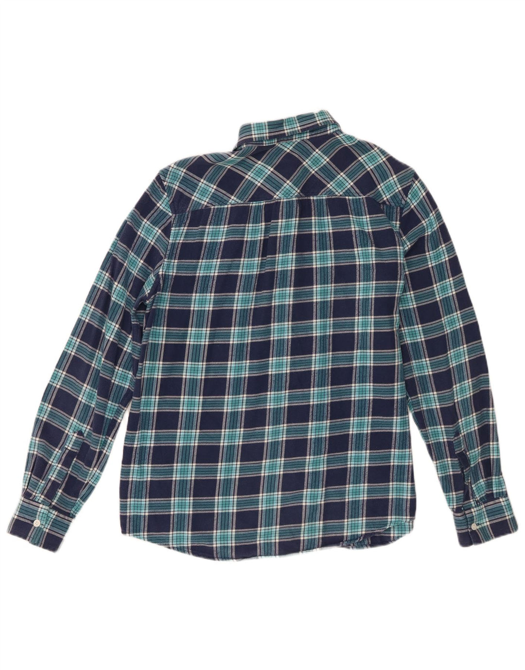 Lands End Γυναικείο Φανελένιο πουκάμισο UK 14 Medium Navy Blue Check Cotton
