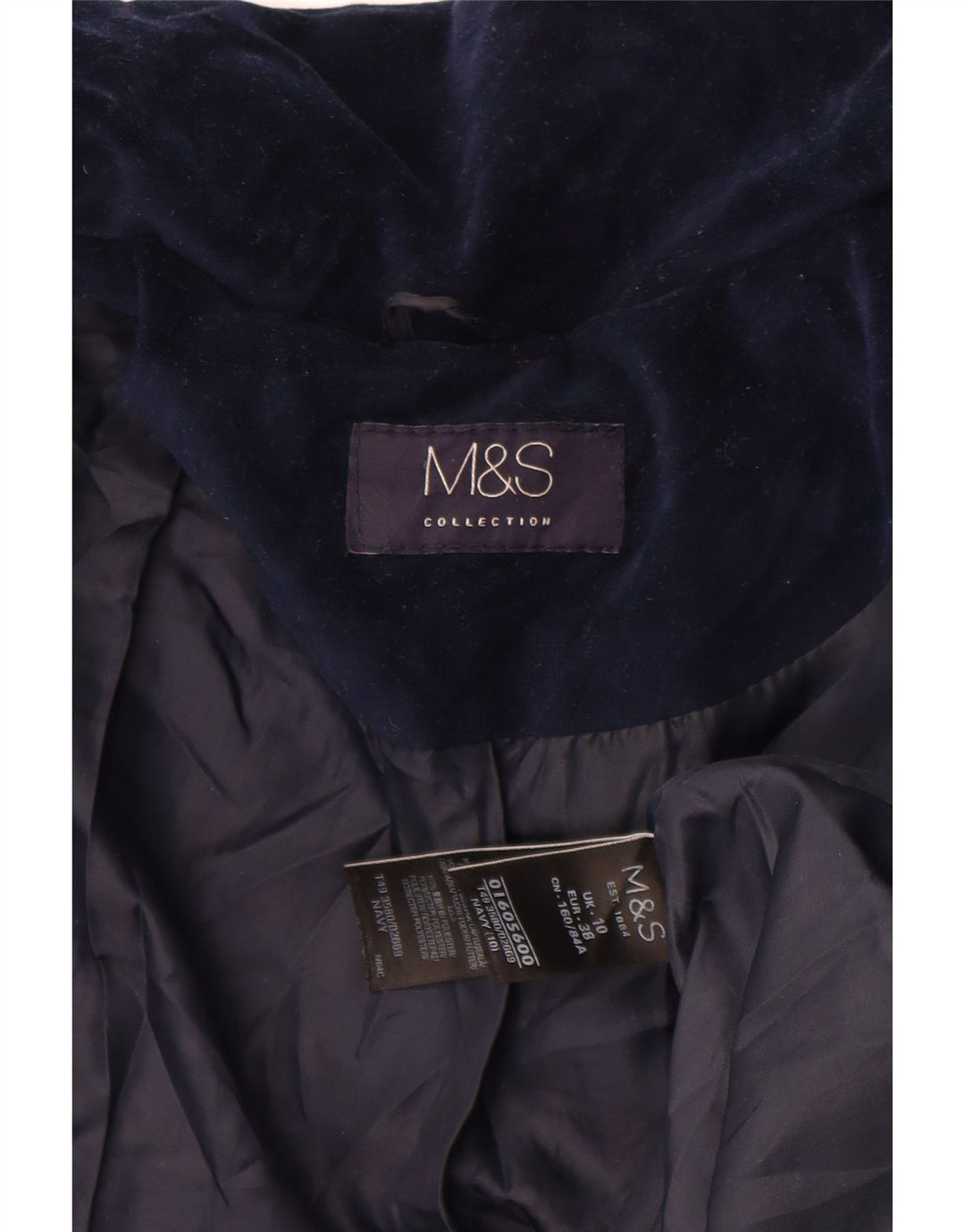Marks & Spencer Γυναικείο βελούδινο μπουφάν UK 10 Small Navy Blue