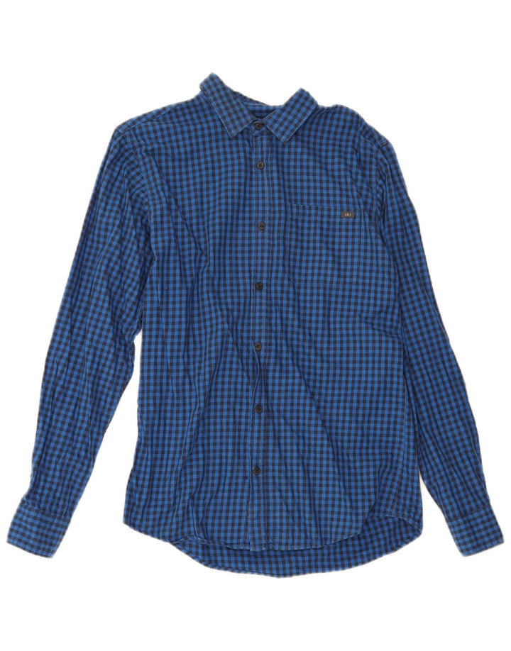 Ανδρικό πουκάμισο Jack & Jones Μικρό μπλε βαμβακερό Gingham