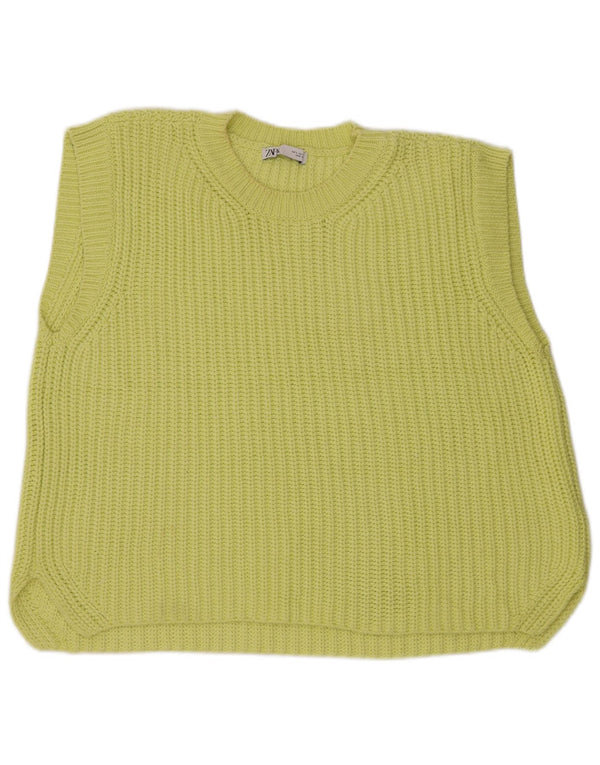 Zara Γυναικείο Γιλέκο μεγάλου μεγέθους Tank Top UK 10 Small κίτρινο βαμβακερό