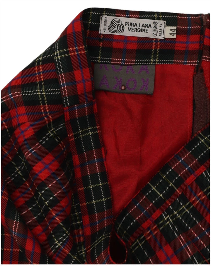 Vintage Γυναικεία Pencil Φούστα IT 44 Medium W28 Red Check Virgin Wool