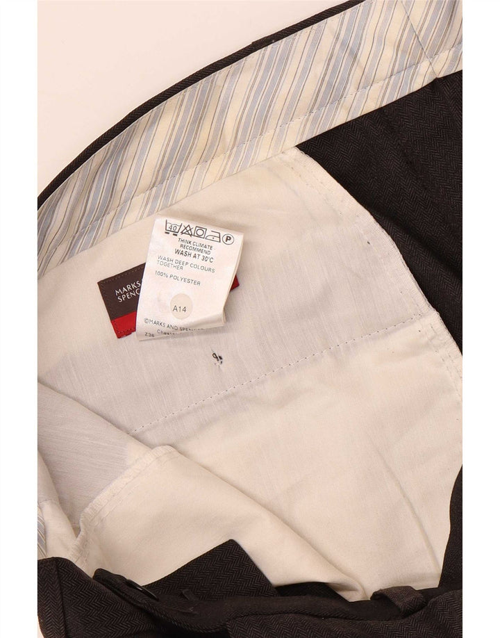 Ανδρικό ίσιο παντελόνι Marks & Spencer W34 L31 Καφέ ψαροκόκκαλο