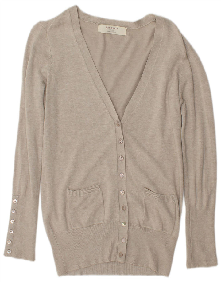 Zara Γυναικεία Ζακέτα UK 14 Medium Beige Rayon
