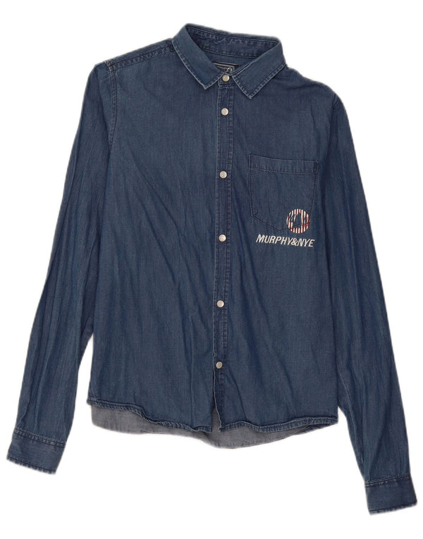 Murphy & Nye Boys Graphic τζιν πουκάμισο 15-16 ετών Navy Blue Cotton