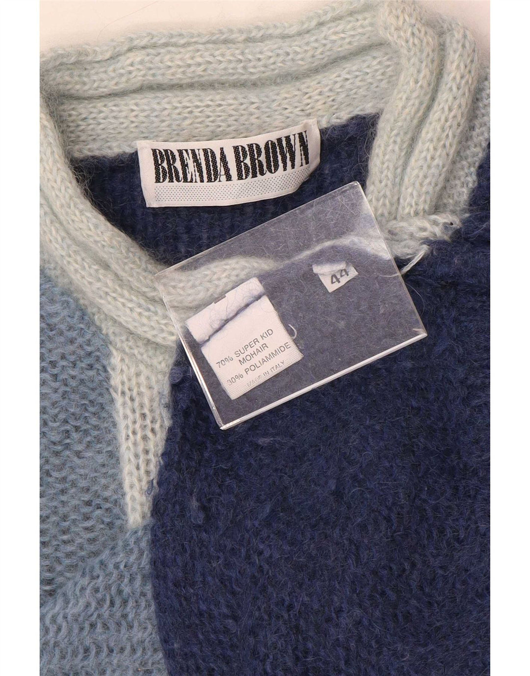 Vintage γυναικείο πουλόβερ με λαιμόκοψη IT 44 Medium Navy Blue