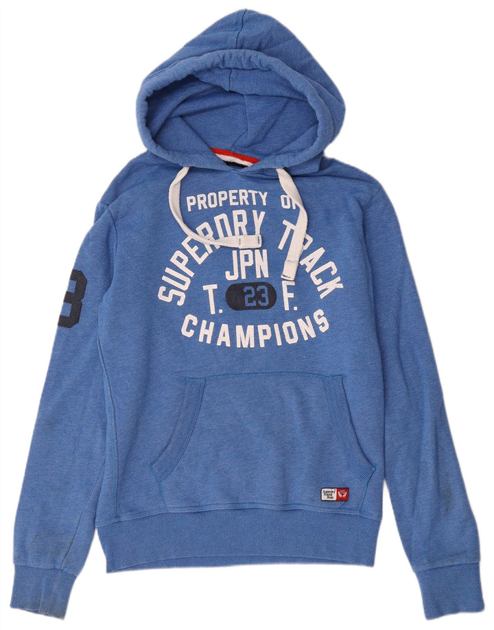Ανδρικό γραφικό κουκούλα Superdry, μεσαίο μπλε βαμβακερό