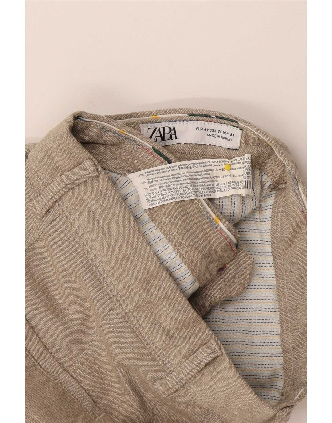 Zara Ανδρικό ίσιο παντελόνι Chino EU 40 Medium W31 L28 Beige Polyester