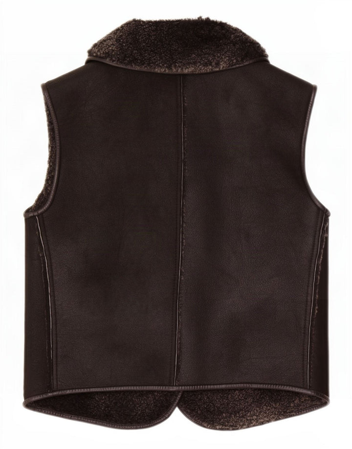 Vintage Γυναικείο Shearling Gilet UK 8 Small Black