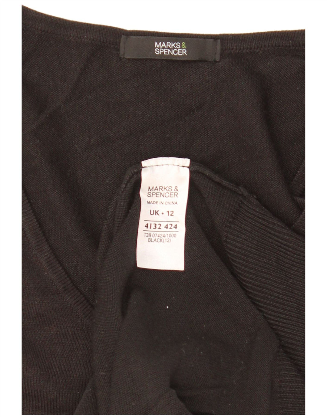 Marks & Spencer Γυναικείο πουλόβερ με λαιμόκοψη σε V UK 12 Μεσαίο Μαύρο Ακρυλικό