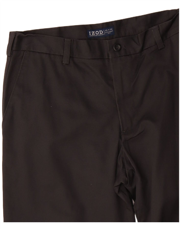 Ανδρικό ίσιο παντελόνι Chino IZOD W33 L30 Γκρι βαμβακερό