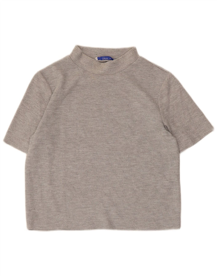 Zara Womens Crop Top UK 12 Medium Grey