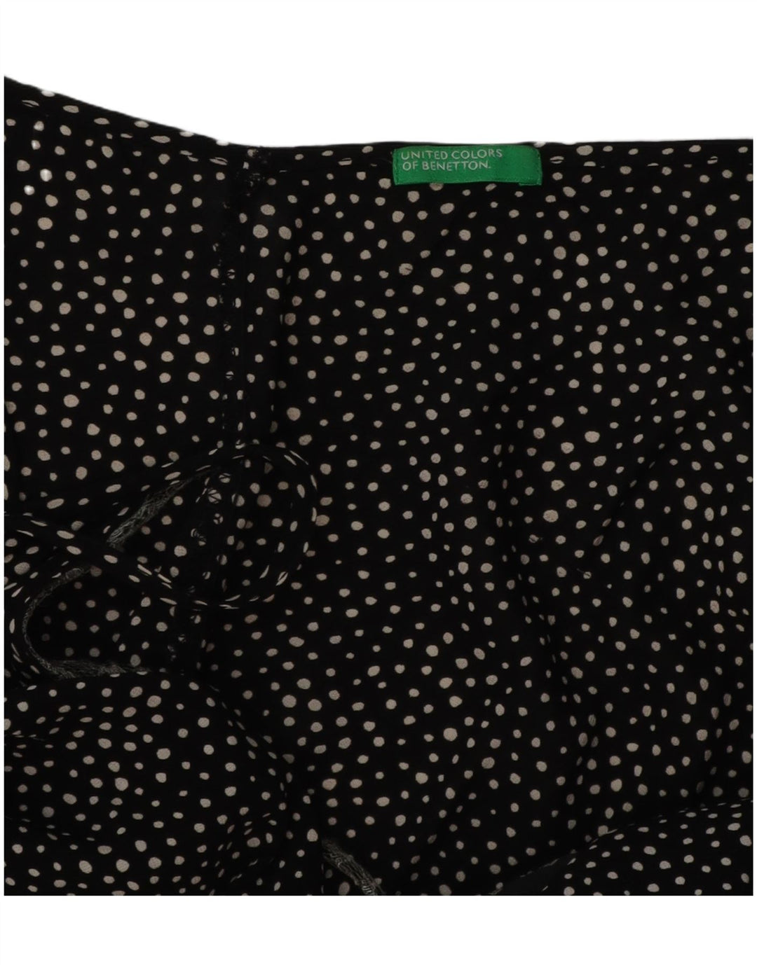 BENETTON Γυναικεία Αμάνικη Μπλούζα Τοπ UK 10 Small Black Spotted