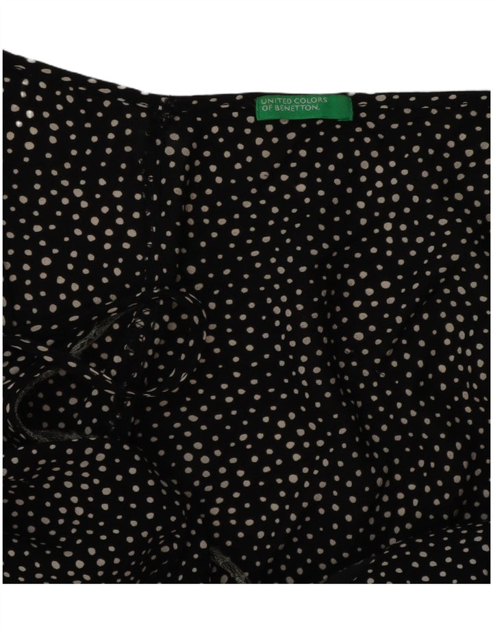 BENETTON Γυναικεία Αμάνικη Μπλούζα Τοπ UK 10 Small Black Spotted