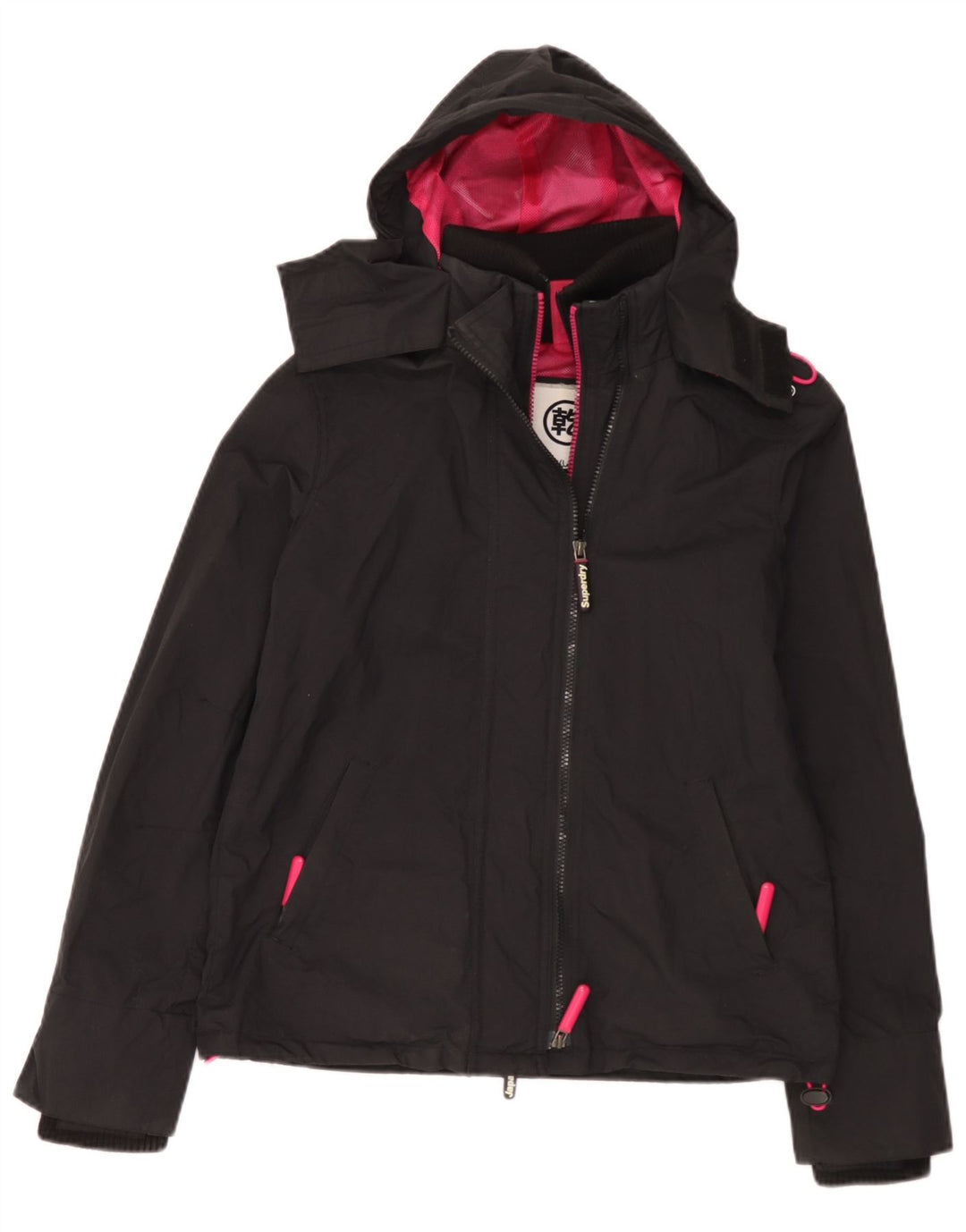 Superdry Γυναικείο Windcheater Hooded Windbreaker Jacket UK 16 Large Black