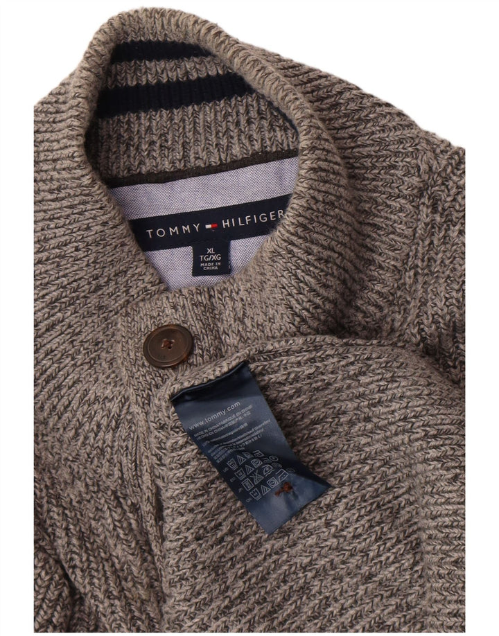 Ανδρικό πουλόβερ Tommy Hilfiger με κουμπιά λαιμόκοψη XL γκρι βαμβακερό