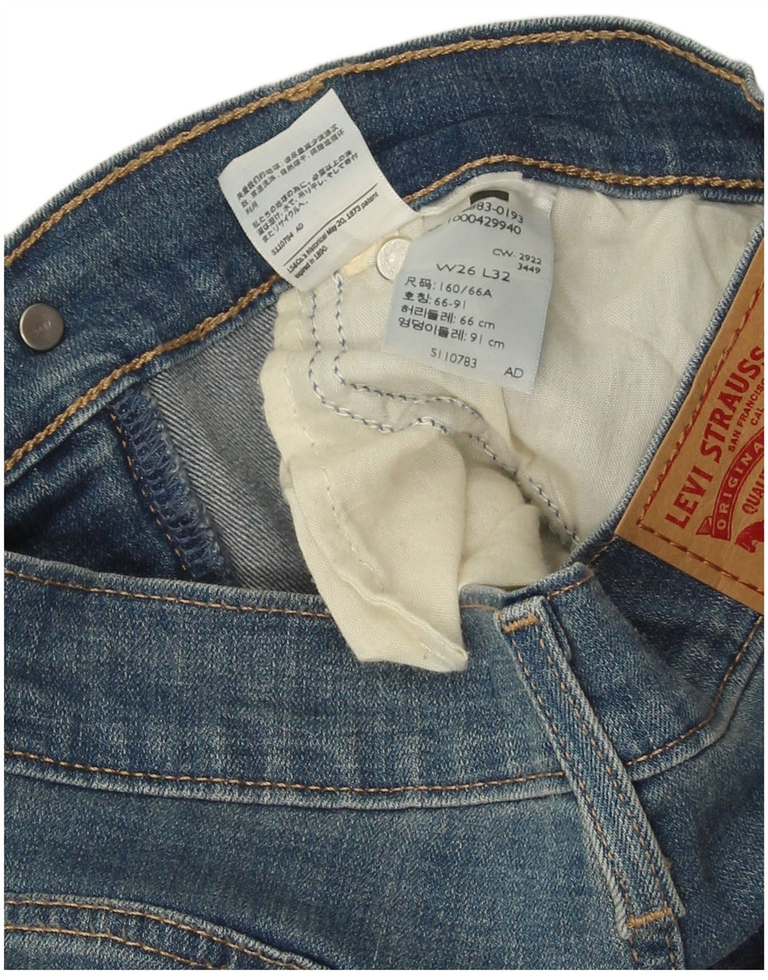 LEVI'S Γυναικείο 724 Ψηλό ίσιο Τζιν W26 L32 Μπλε