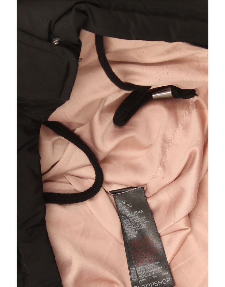 Topshop Γυναικείο μπουφάν με κουκούλα μεγάλου μεγέθους με επένδυση UK 8 Μικρό μαύρο πολυεστέρα