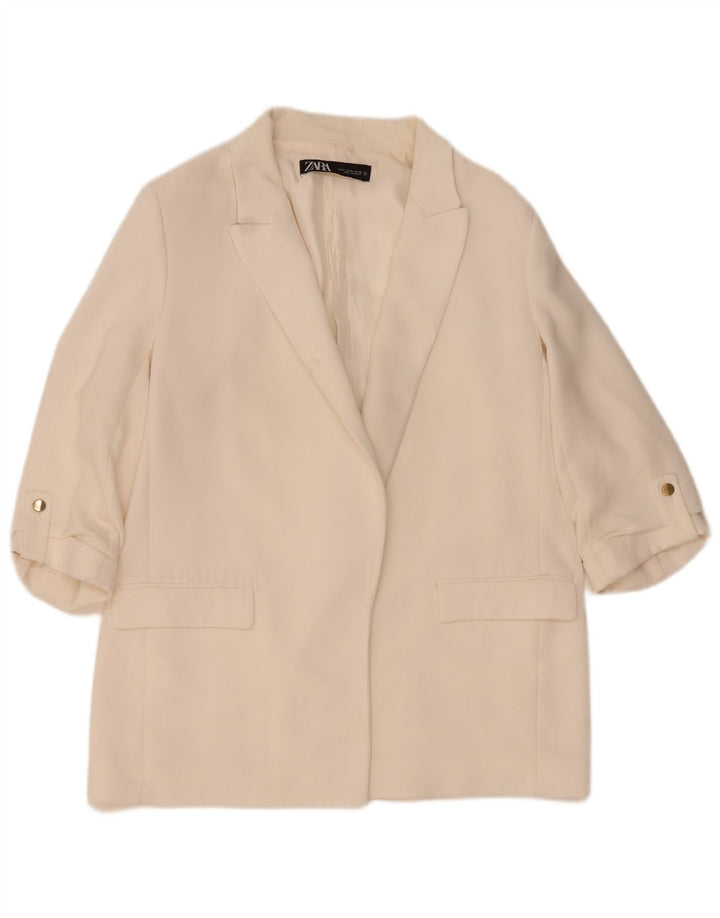 Zara Γυναικείο Μπουφάν 3/4 Μανίκι Μπλέιζερ UK 18 XL Λευκό