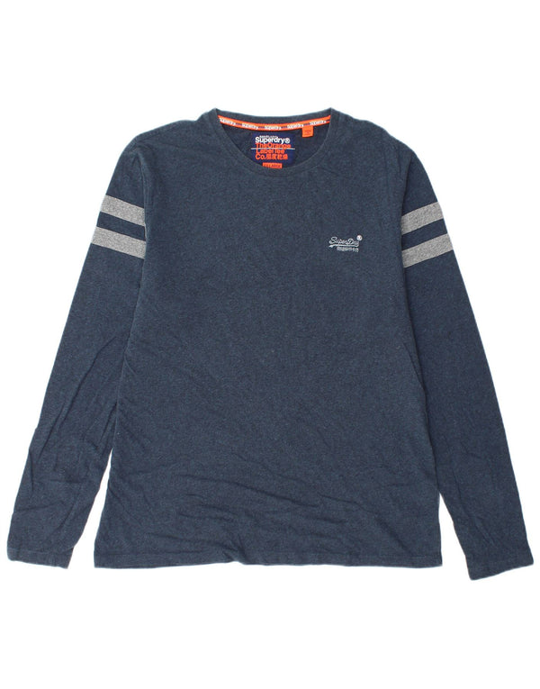 Ανδρικό μπλουζάκι SUPERDRY μακρυμάνικο 2XL Navy Blue Colourblock Βαμβακερό