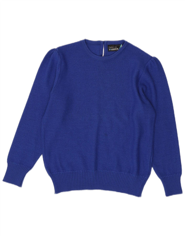 VINTAGE Womens Crew Neck Jumper Sweater IT 40 Small Blue Cotton