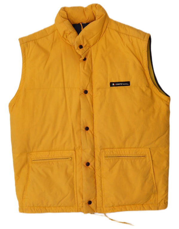 Vintage ανδρικό padded Gilet UK 40 Large Yellow Cotton