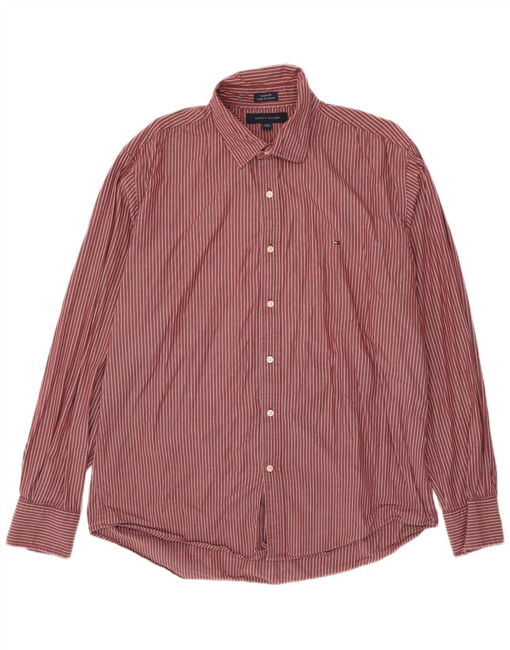 Ανδρικό πουκάμισο Tommy Hilfiger Custom Fit Μεγάλο κόκκινο pinstripe