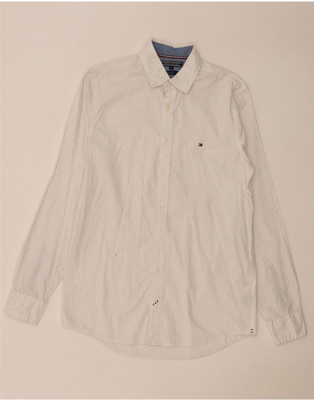 TOMMY HILFIGER Ανδρικό πουκάμισο Slim Fit Βαμβακερό μεσαίο λευκό με στίγματα