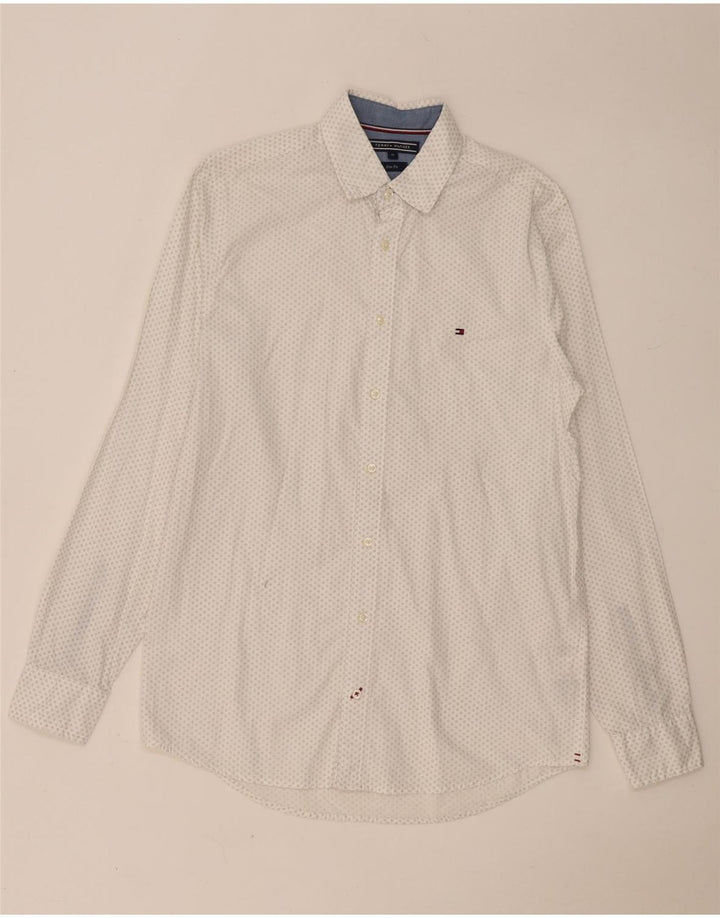 TOMMY HILFIGER Ανδρικό πουκάμισο Slim Fit Βαμβακερό μεσαίο λευκό με στίγματα