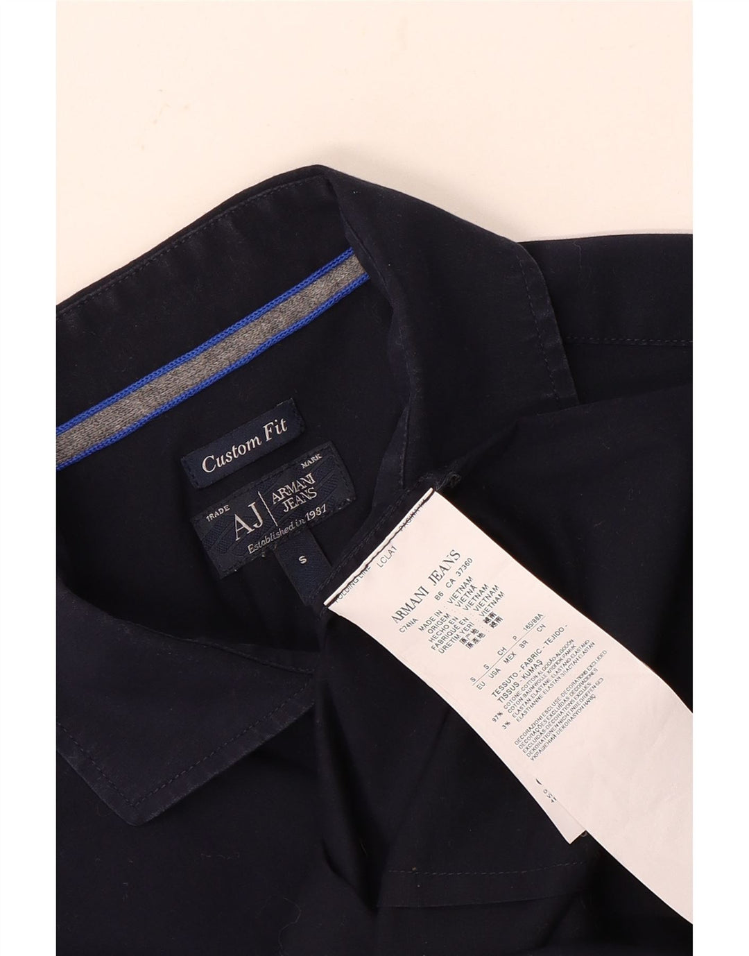Armani Jeans Ανδρικό Πουκάμισο Προσαρμοσμένης Εφαρμογής Μικρό Navy Blue Βαμβακερό
