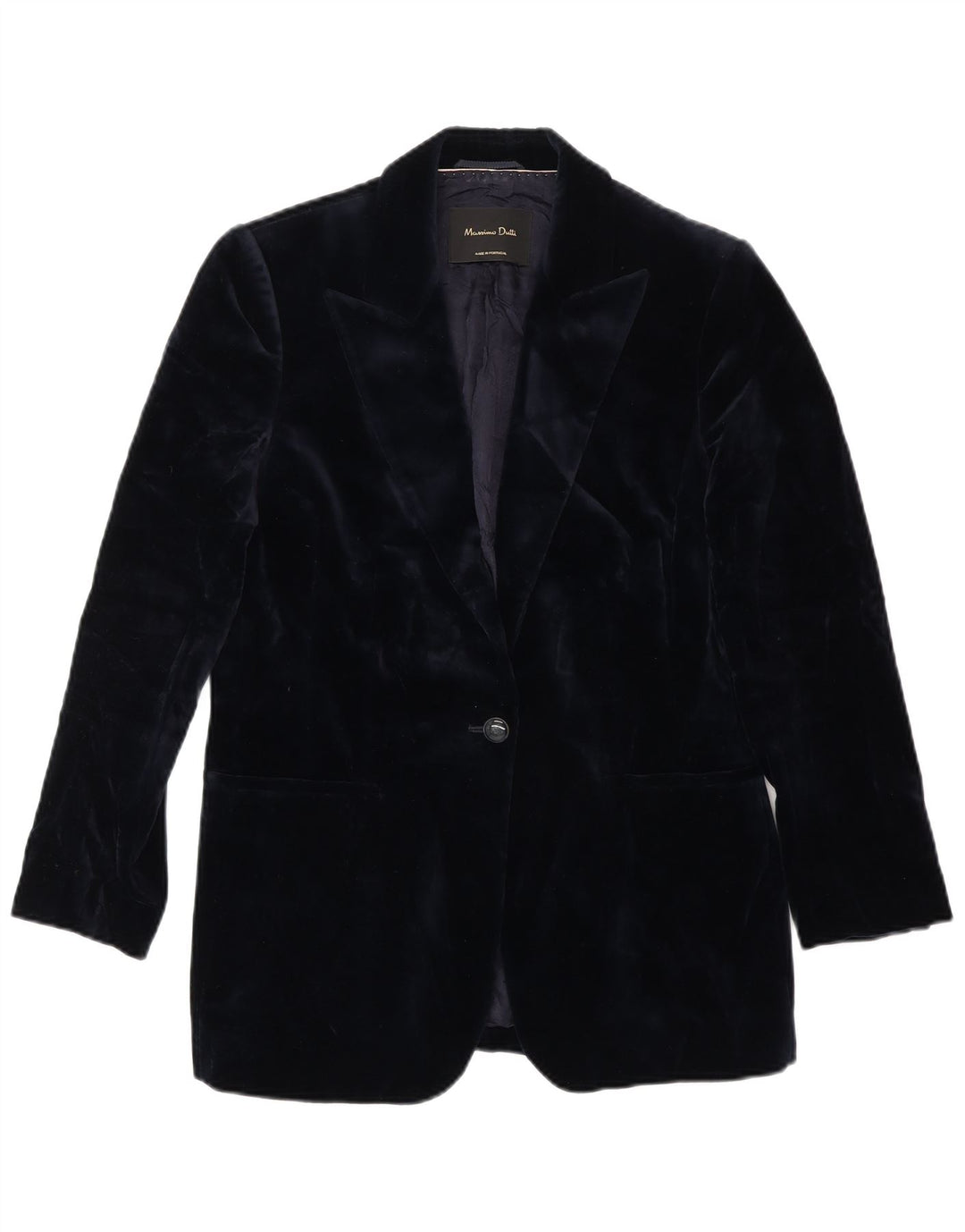 Massimo Dutti Γυναικείο βελούδινο σακάκι μπλέιζερ με 1 κουμπί EU 38 Medium Navy Blue