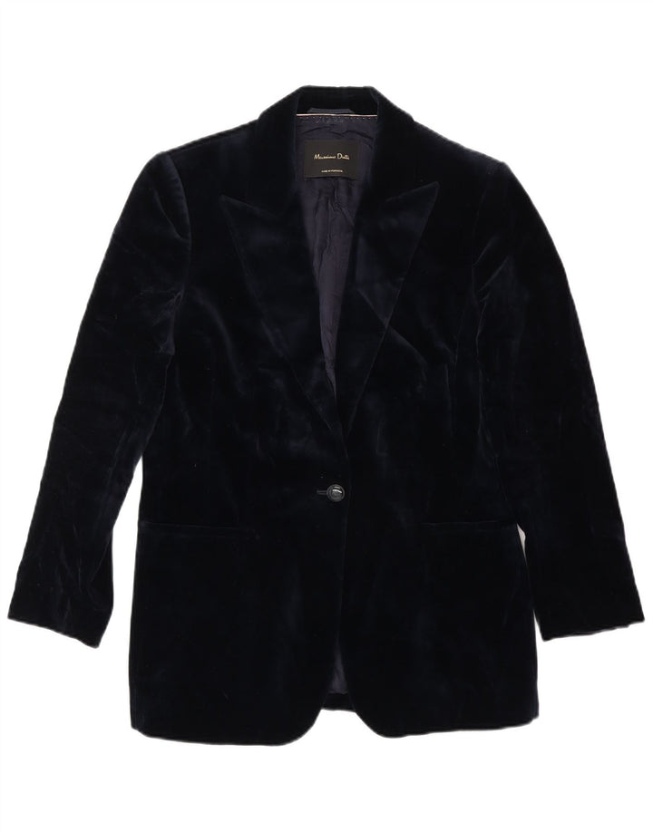 Massimo Dutti Γυναικείο βελούδινο σακάκι μπλέιζερ με 1 κουμπί EU 38 Medium Navy Blue