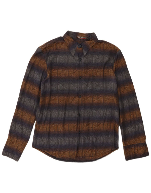 Vintage ανδρικό πουκάμισο Medium Navy Blue Paisley Polyester