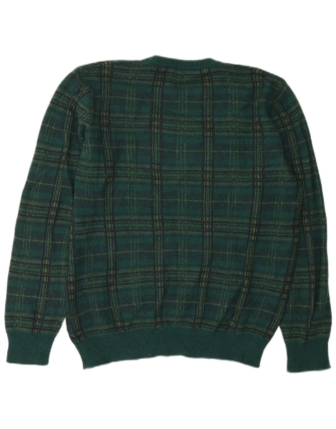 Ανδρικό πουλόβερ Benetton Crew Neck Jumper XL Green Check Wool