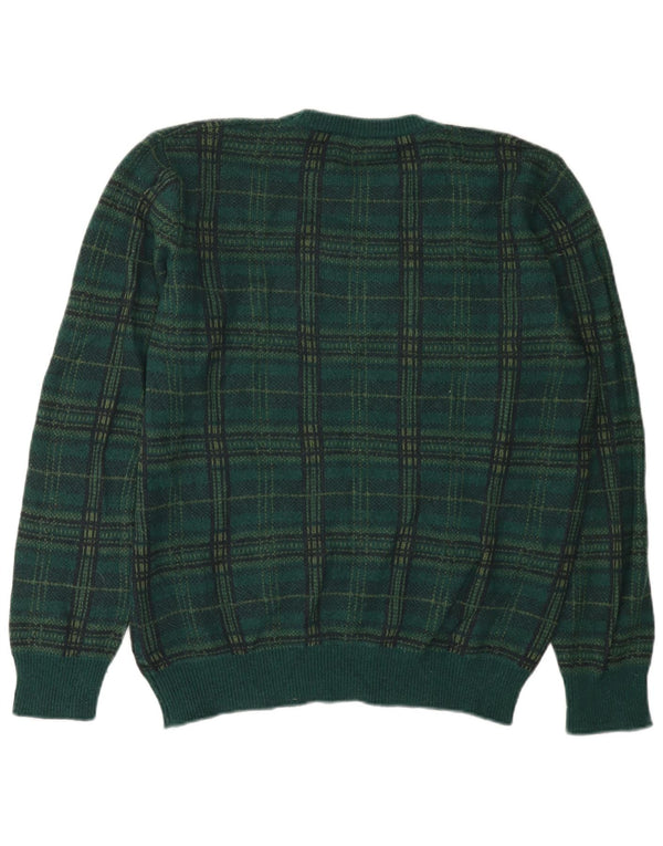 Ανδρικό πουλόβερ Benetton Crew Neck Jumper XL Green Check Wool