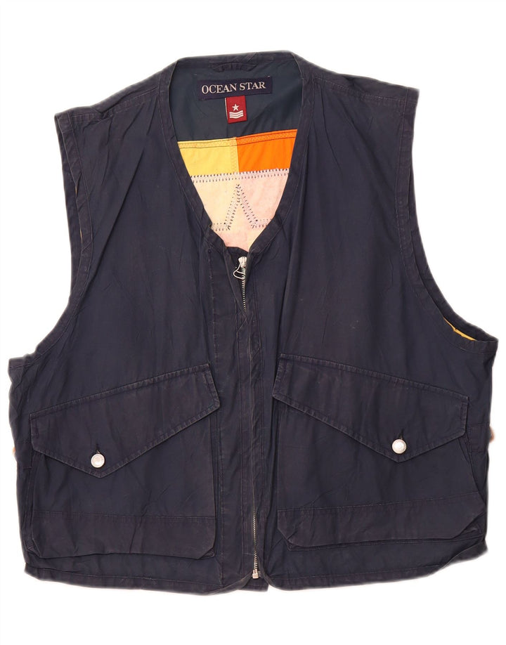 OCEAN STAR Ανδρικά γραφικά Gilet IT 50 Large Navy Blue Colourblock