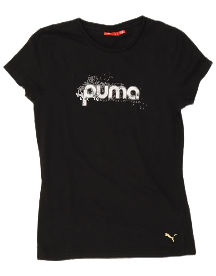 Γυναικείο κανονικό γραφικό μπλουζάκι Puma UK 12 μεσαίο μαύρο βαμβακερό