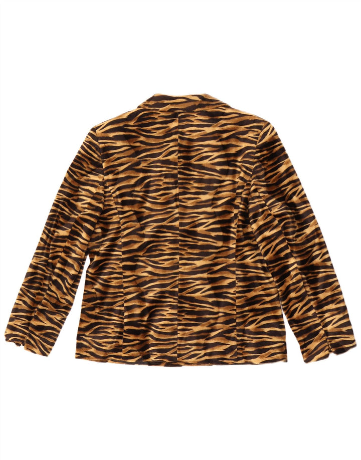 My Own Womens 4 Button Jacket Blazer EU 42 Large Brown Animal print