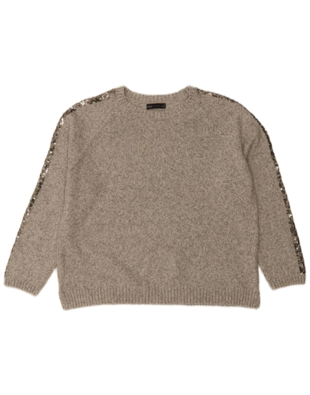 Marks & Spencer Γυναικείο πουλόβερ με λαιμόκοψη UK 16 Large Grey Flecked