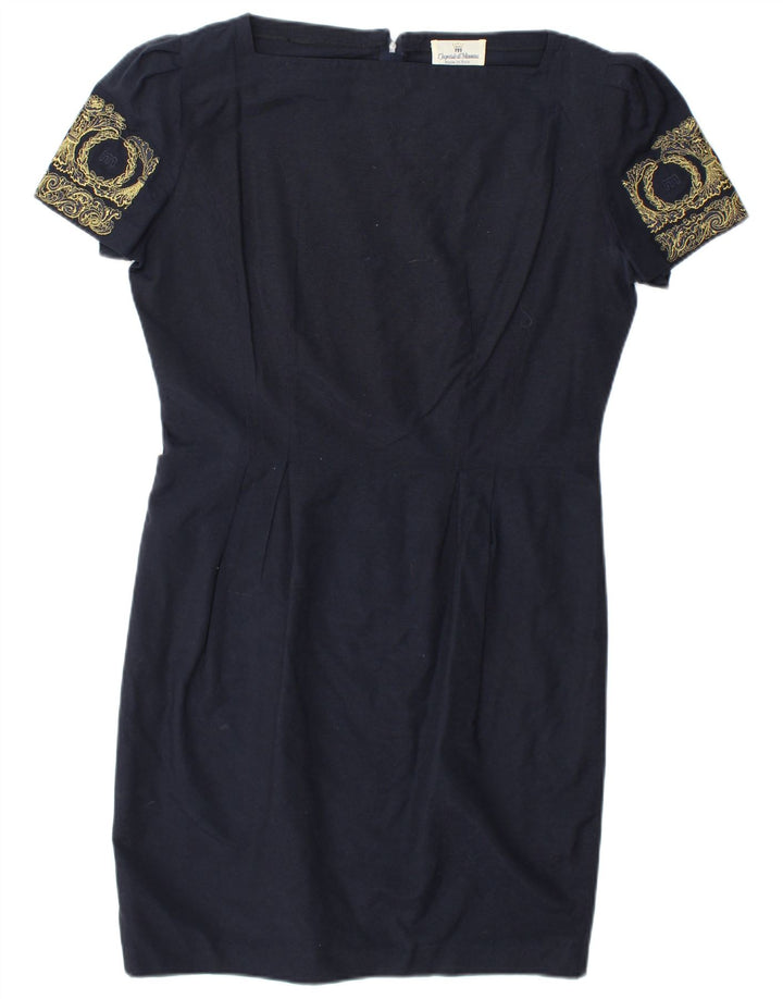 IMPERIALE DI MIMMINA Womens Sheath Dress IT 46 Large Navy Blue Silk