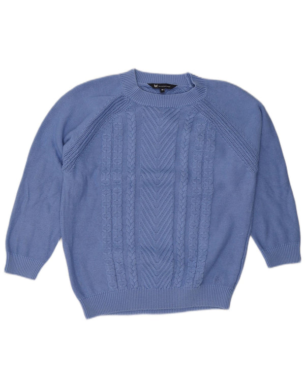 Crew Clothing Γυναικείο πουλόβερ με λαιμόκοψη 3/4 μανίκια UK 14 μεγάλο μπλε βαμβακερό