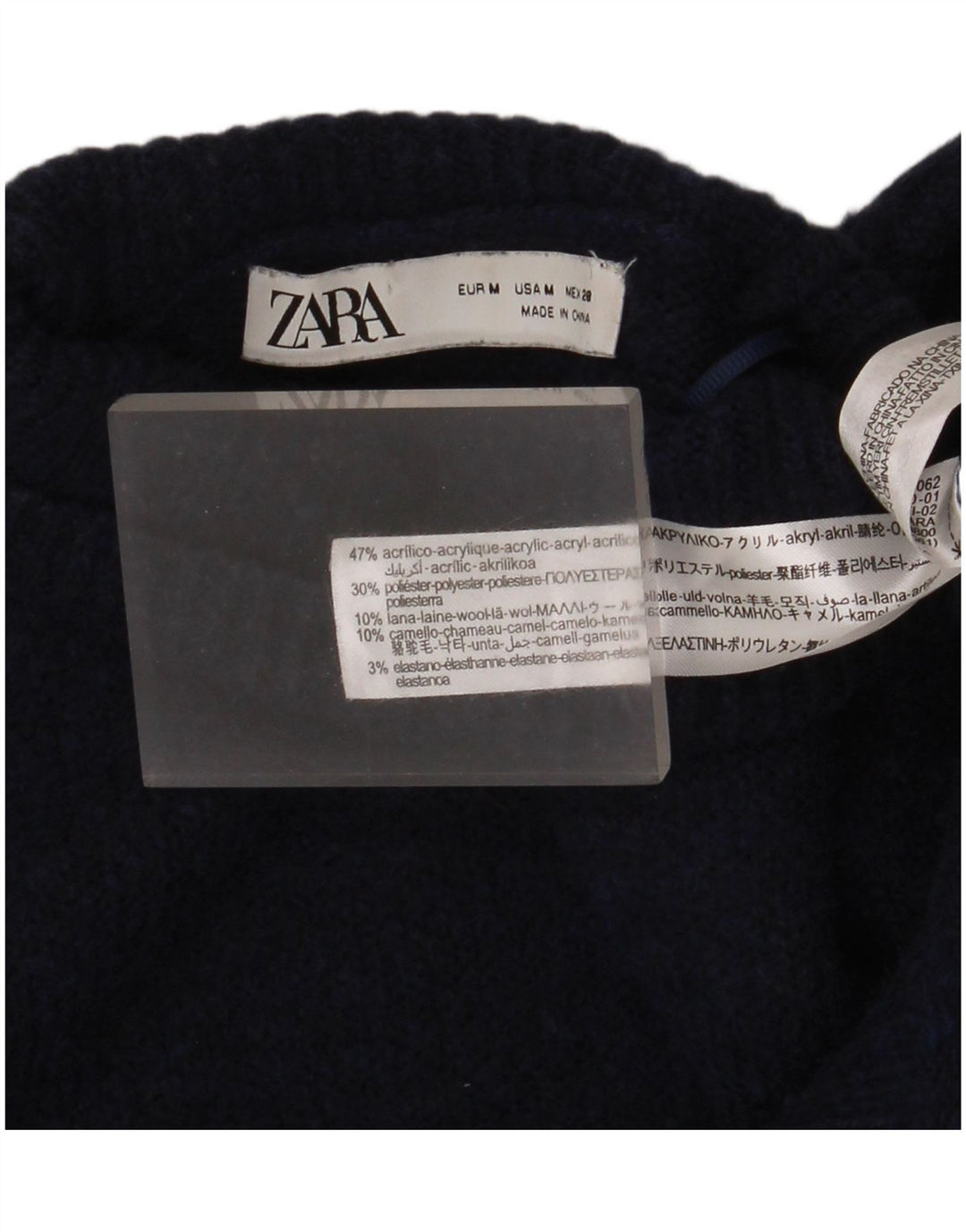 Zara γυναικείο πουλόβερ με ρολό λαιμόκοψη με λαιμόκοψη UK 12 Medium Navy Blue
