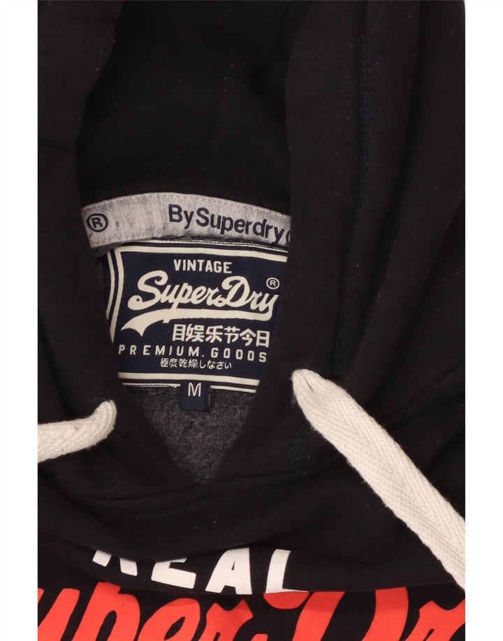 Ανδρικό γραφικό κουκούλα SUPERDRY, μεσαίο μαύρο βαμβακερό