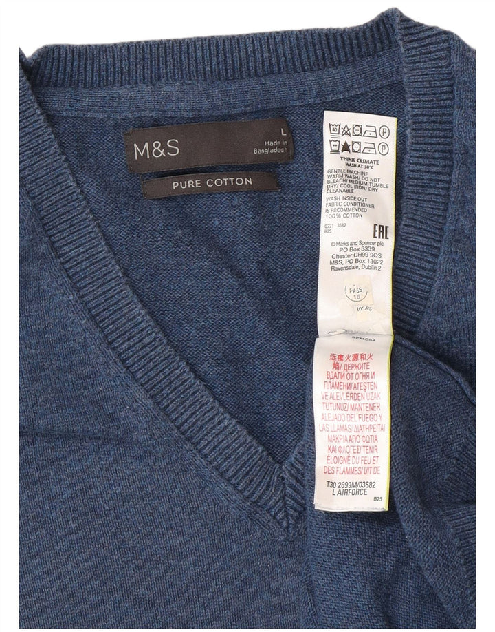 Marks & Spencer Ανδρικό γιλέκο Tank Top Large Navy Blue Cotton